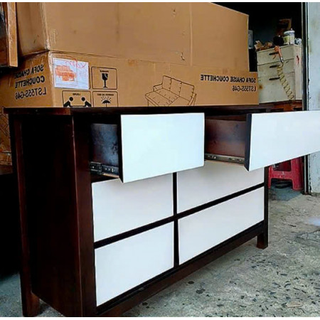 Oak 05 : Tủ 6 Ngăn Kéo Gỗ Sồi ( Màu Nâu + Trắng )